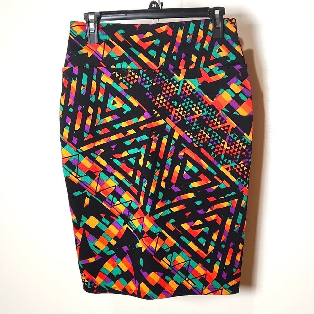 LuLaRoe Cassie Skirt Pencil Multi-color 90's design sz-small NWOT